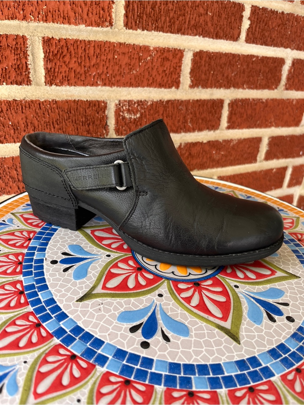Merrell Shiloh Leather Clogs Womens 8.5 Black Comfort Mule Slide Shoes